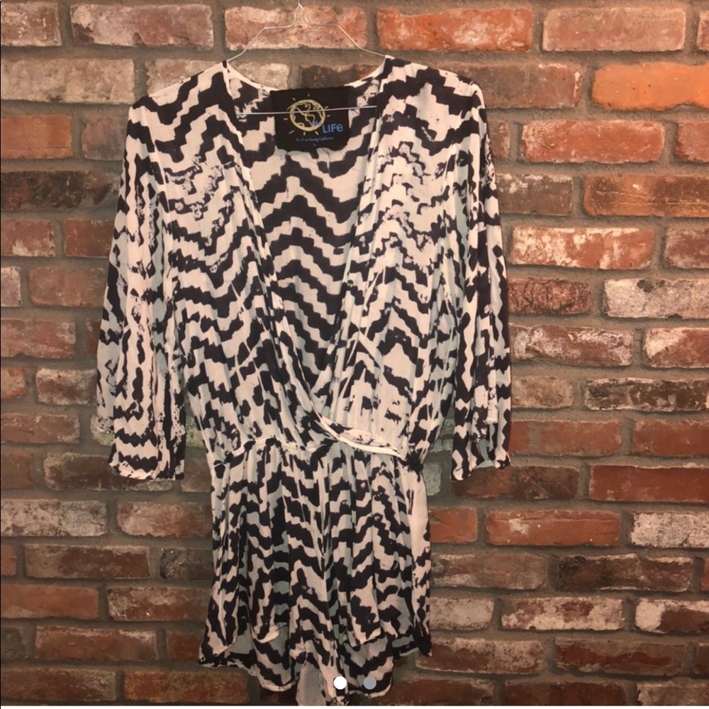 Blue life long sleeve romper